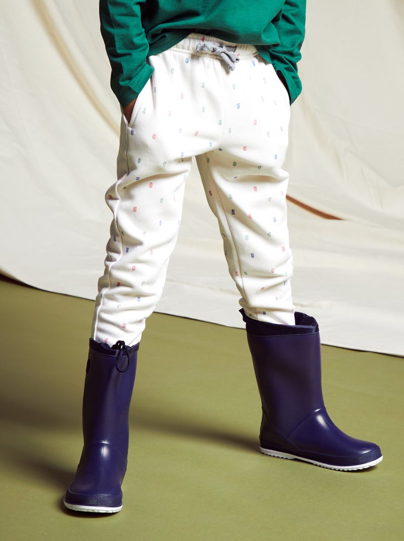 Joggingbroek van sweatstof met print BIEGE - Kiabi