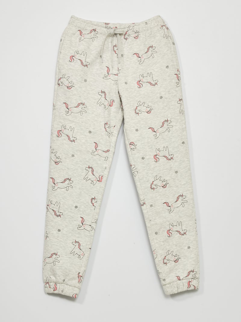 Joggingbroek van sweatstof met print GRIJS - Kiabi