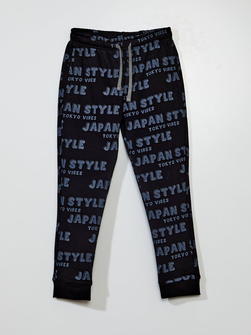 Joggingbroek van sweatstof met print ZWART - Kiabi
