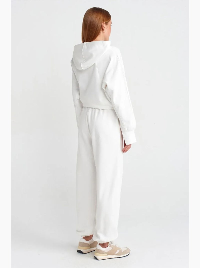 Joggingbroek wijd fleece dilvin Wit - Kiabi