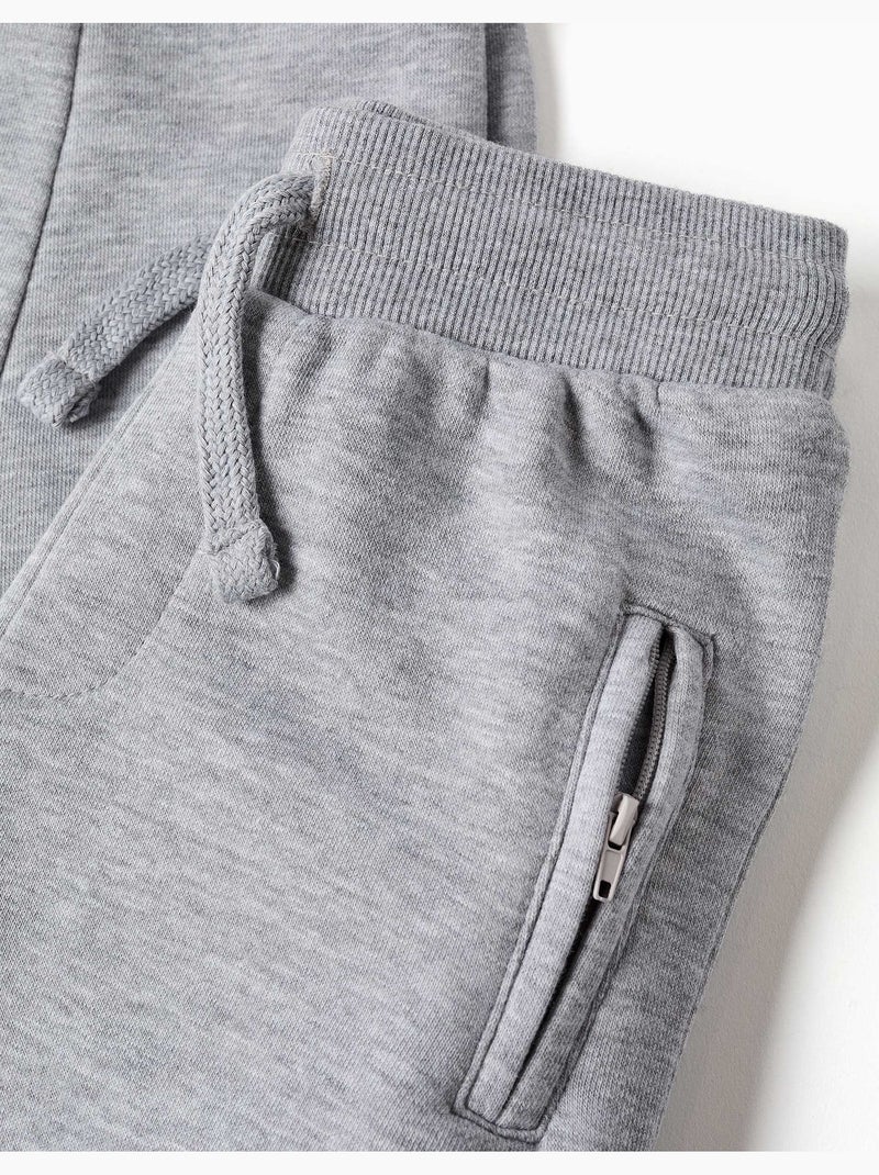 Joggingbroeken van fleece met trekkoord en zakken Lichtgrijs - Kiabi