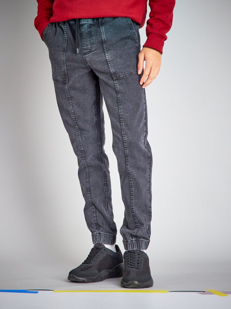 Joggingjeans met elastische taille GRIJS - Kiabi