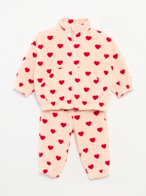 Joggingpak van fleecestof met broek + jasje met rits - 2-delig - Kiabi