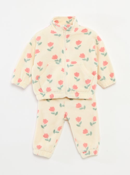 Joggingpak van fleecestof met broek + jasje met rits - 2-delig - Kiabi