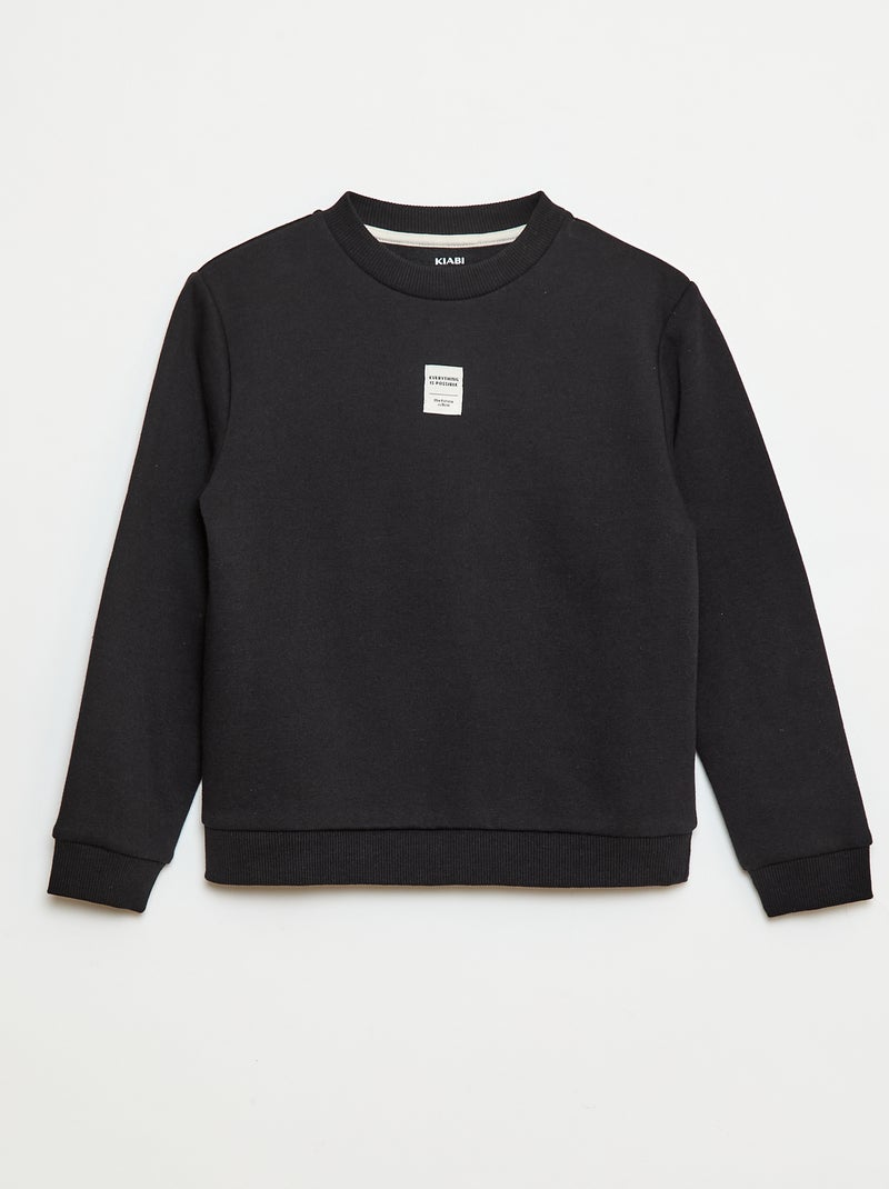 Joggingpak van geruwde fleece - Sweater + broek - 2-delig zwart - Kiabi