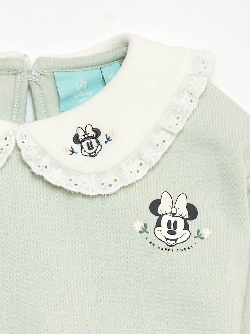 Joggingsetje - Sweater + broek + slabbetje 'Disney' 'Minnie' - 3-delig Groen - Kiabi