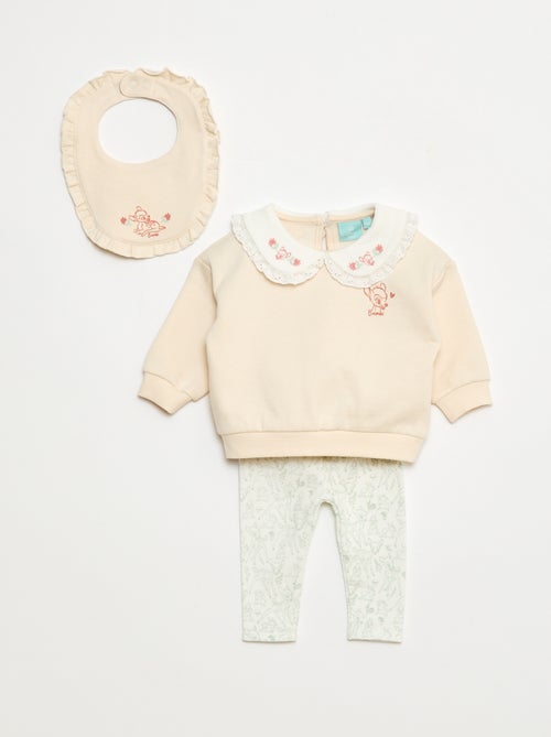 Joggingsetje - Sweater + broek + slabbetje 'Marie' 'Disney' - 3-delig - Kiabi