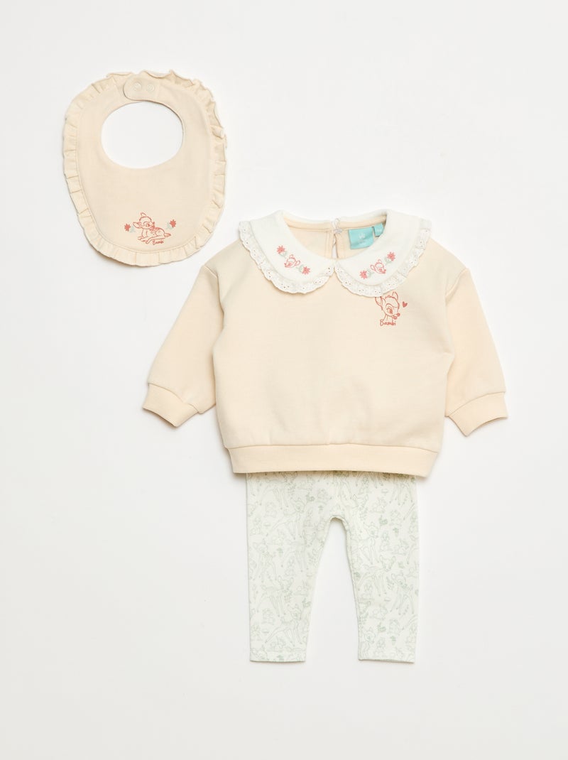 Joggingsetje - Sweater + broek + slabbetje 'Marie' 'Disney' - 3-delig Rose - Kiabi