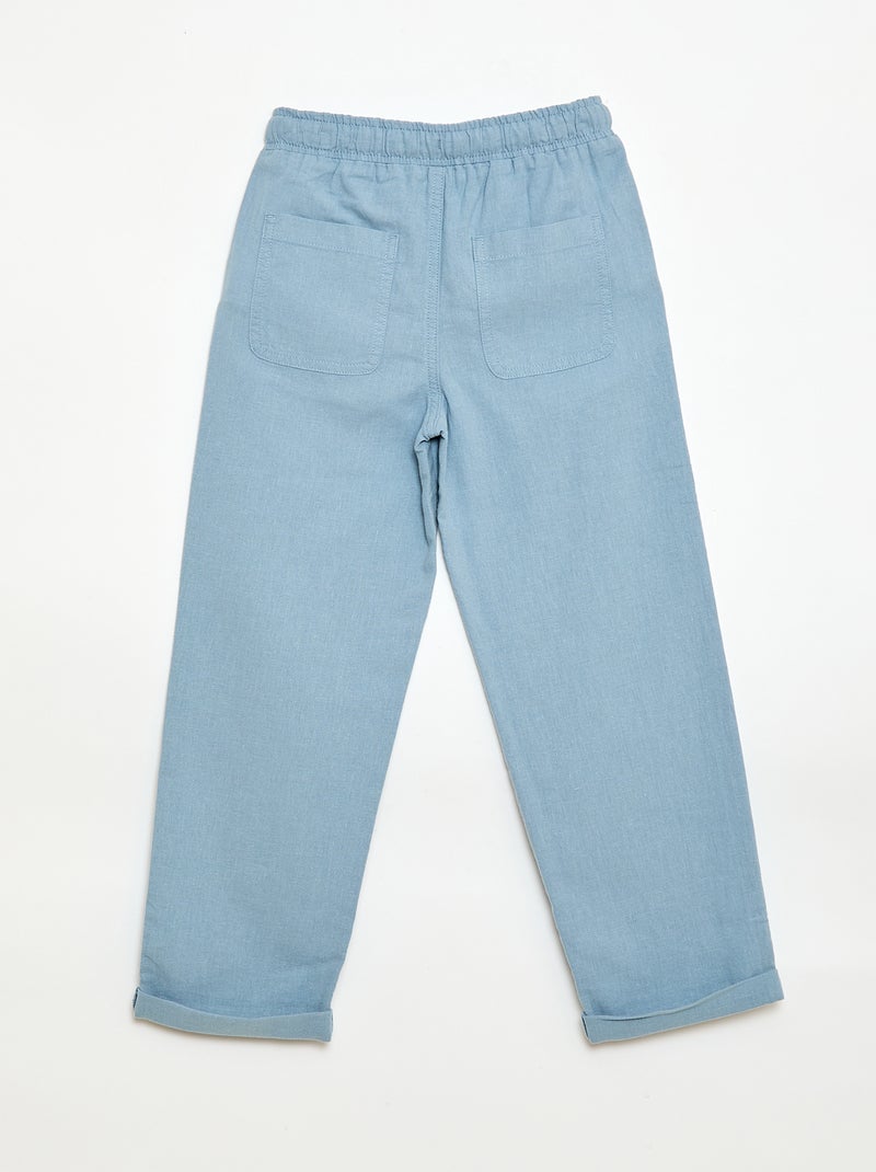 Jogpant van linnenmix Blauw - Kiabi