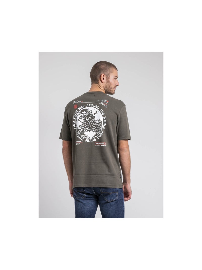 Johart oversized t-shirt met ronde hals van puur katoen Kaki - Kiabi