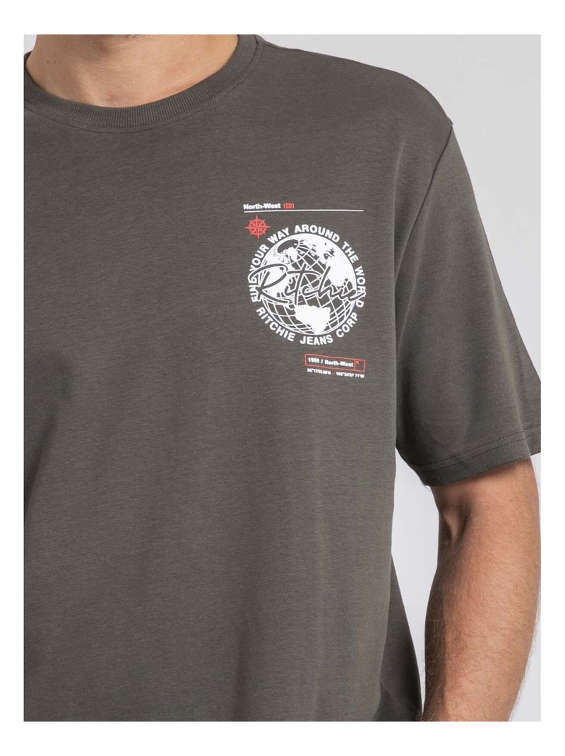 Johart oversized t-shirt met ronde hals van puur katoen Kaki - Kiabi