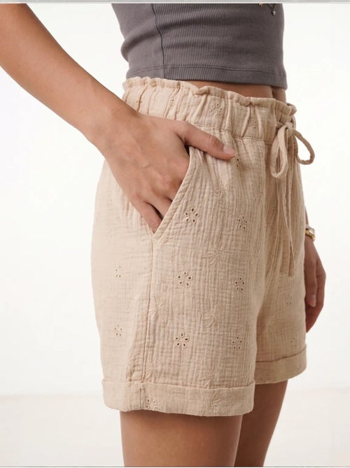 Joli mini-short taille haute à cordon de serrage avec détail de bordure istanbul - Kiabi