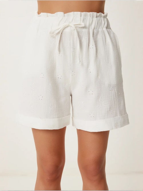 Joli mini-short taille haute à cordon de serrage avec détail de bordure istanbul - Kiabi