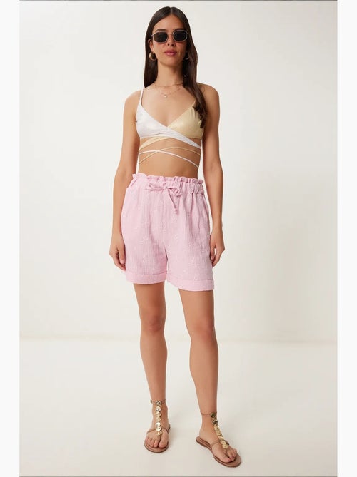 Joli mini-short taille haute à cordon de serrage avec détail de bordure istanbul - Kiabi Joli mini-short taille haute à cordon de serrage avec détail de bordure istanbul - Kiabi