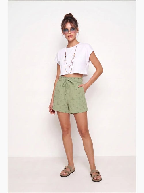 Joli mini-short taille haute à cordon de serrage avec détail de bordure istanbul - Kiabi