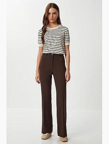 Joli pantalon évasé taille haute avec fermeture éclair istanbul