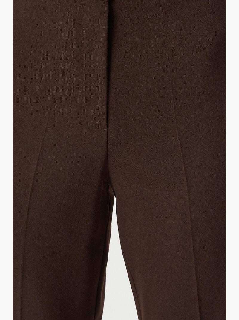 Joli pantalon évasé taille haute avec fermeture éclair istanbul Marron chocolat - Kiabi