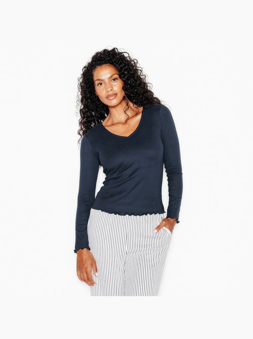 Jolisa t-shirt lange mouwen blauw - Kiabi Jolisa t-shirt lange mouwen blauw - Kiabi