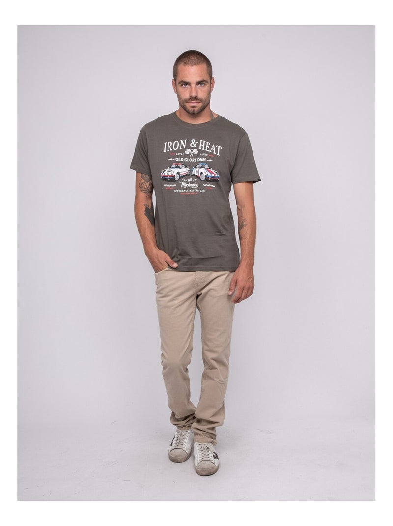 Jordenis bedrukt t-shirt met korte mouwen Kaki - Kiabi