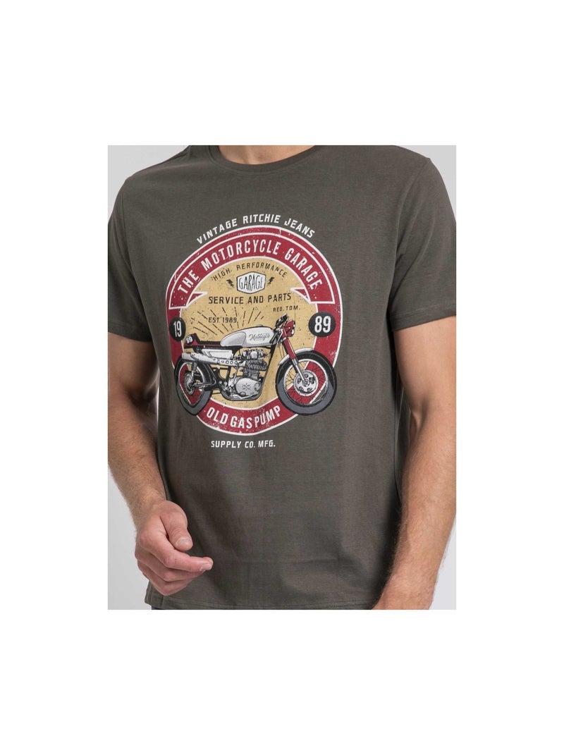 Jorisol t-shirt met ronde hals van puur katoen Kaki - Kiabi