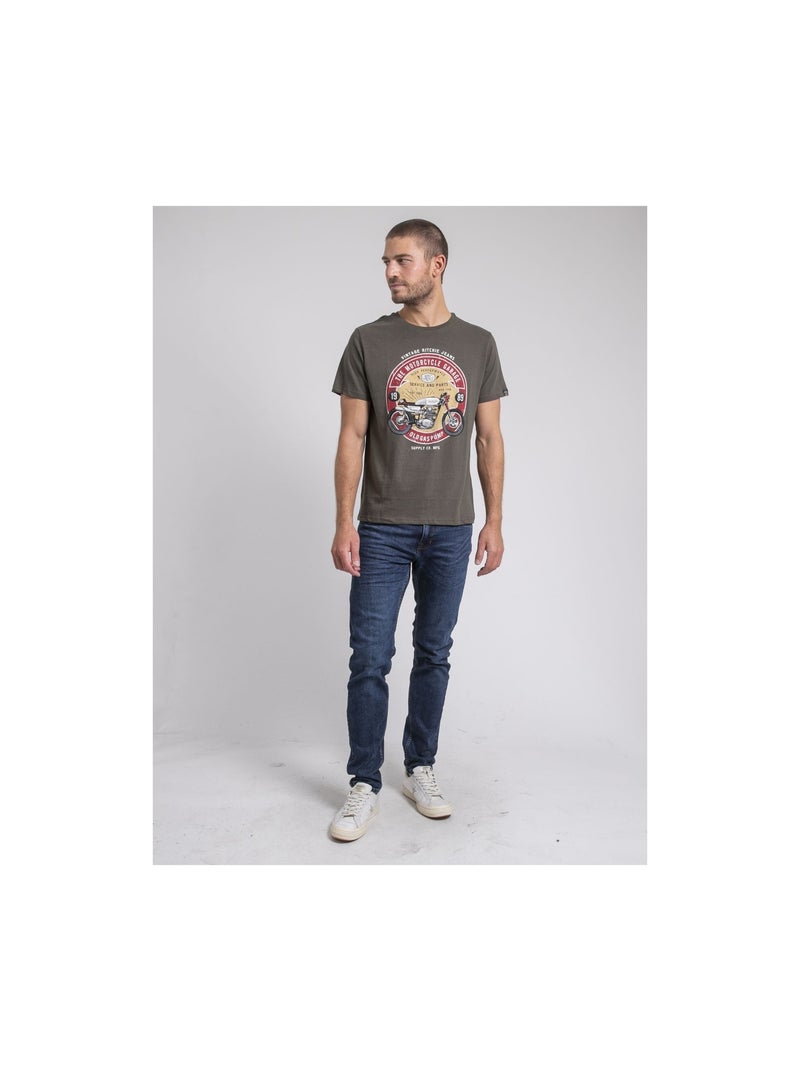 Jorisol t-shirt met ronde hals van puur katoen Kaki - Kiabi