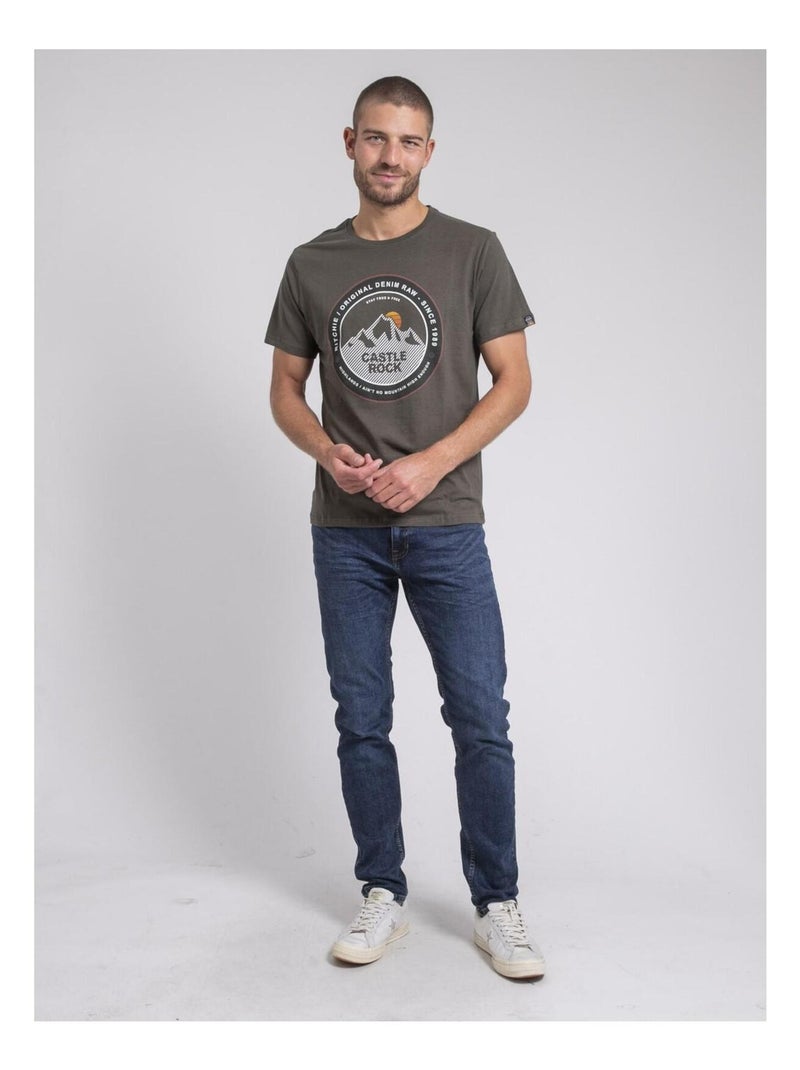 Jorock t-shirt met ronde hals van puur katoen Kaki - Kiabi