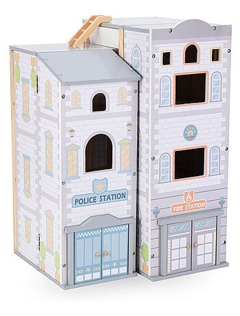 Jouet de construction, grande caserne de pompiers - poste de police, 3 étages