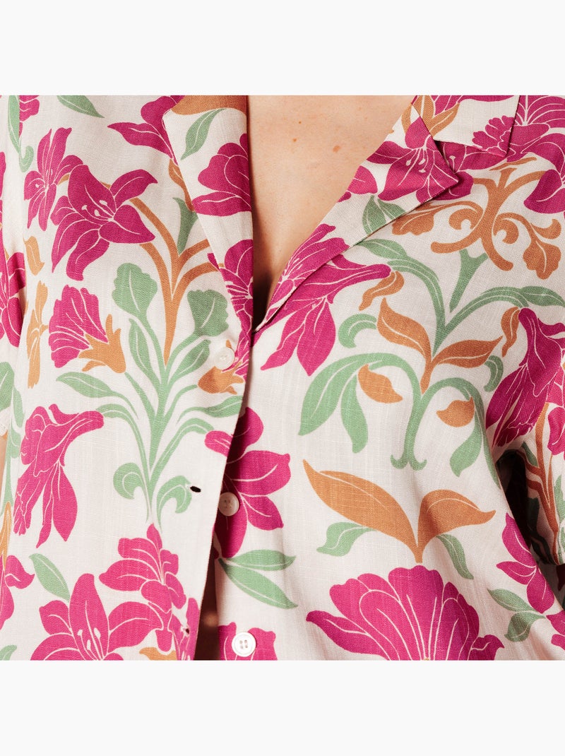 Juillet hemd korte mouwen wit/zwart Roze/Multicolor - Kiabi