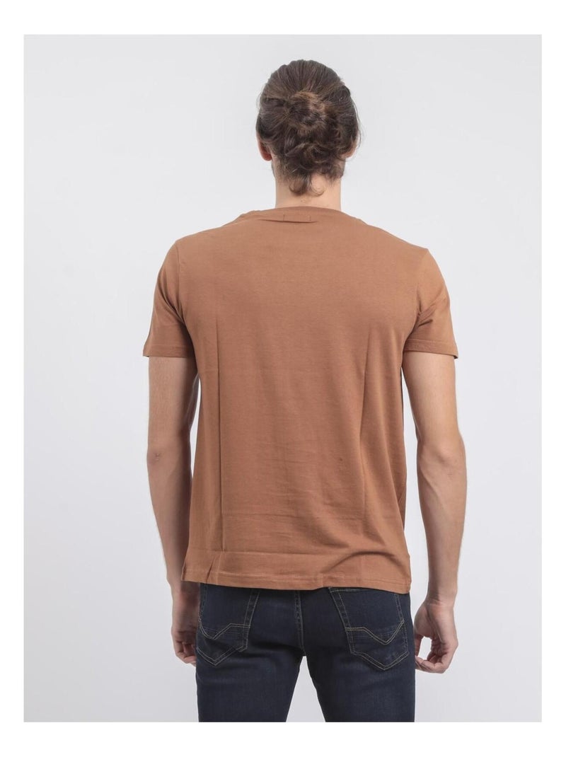 Jumax t-shirt met korte mouwen, ronde hals en gemaakt van puur katoen Caramelbruin - Kiabi