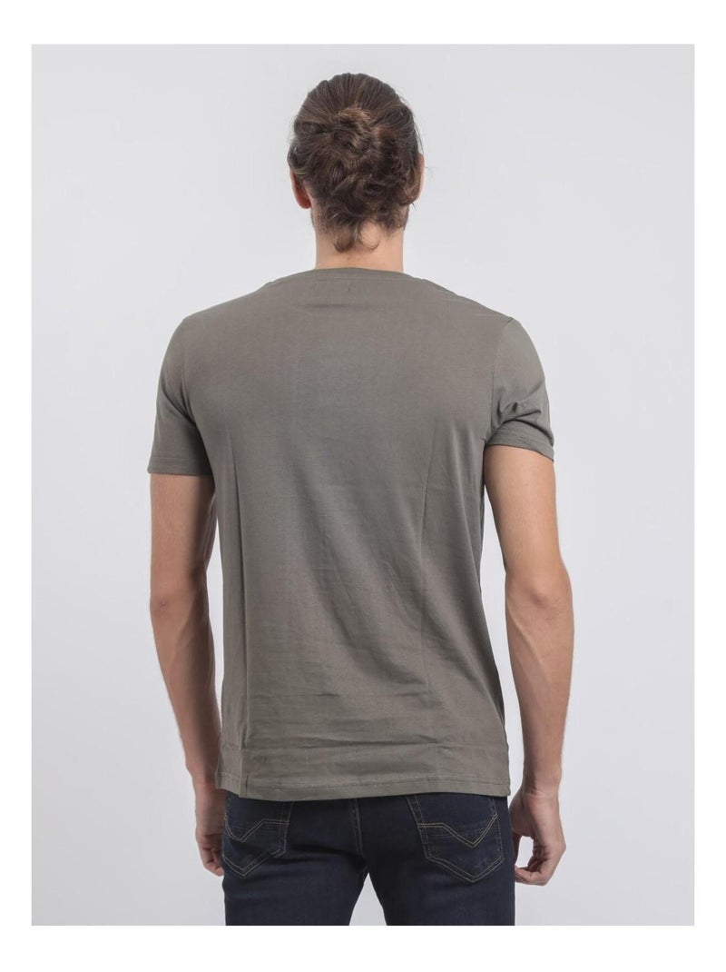 Jumax t-shirt met korte mouwen, ronde hals en gemaakt van puur katoen Kaki - Kiabi