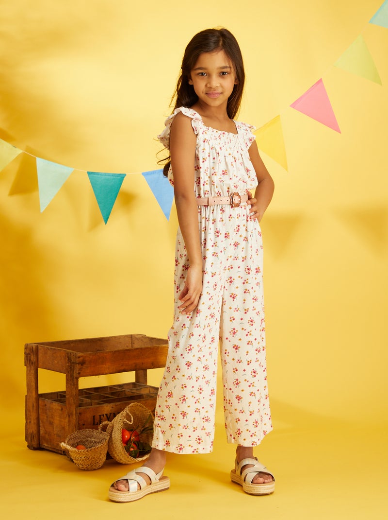 Jumpsuit met bloemenprint WIT - Kiabi