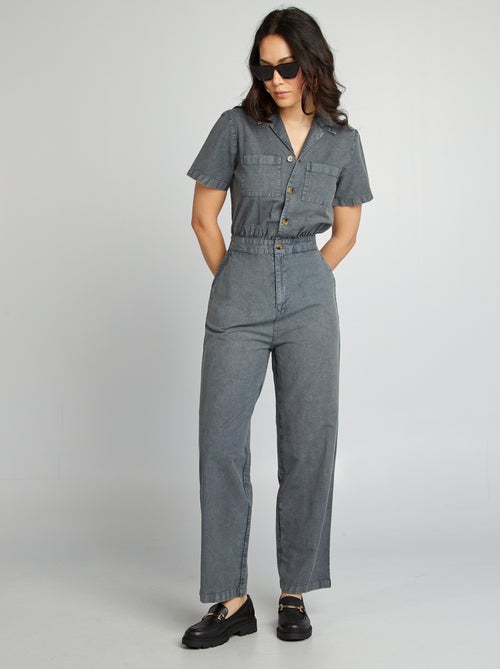 Jumpsuit met korte mouw met zakjes - Kiabi