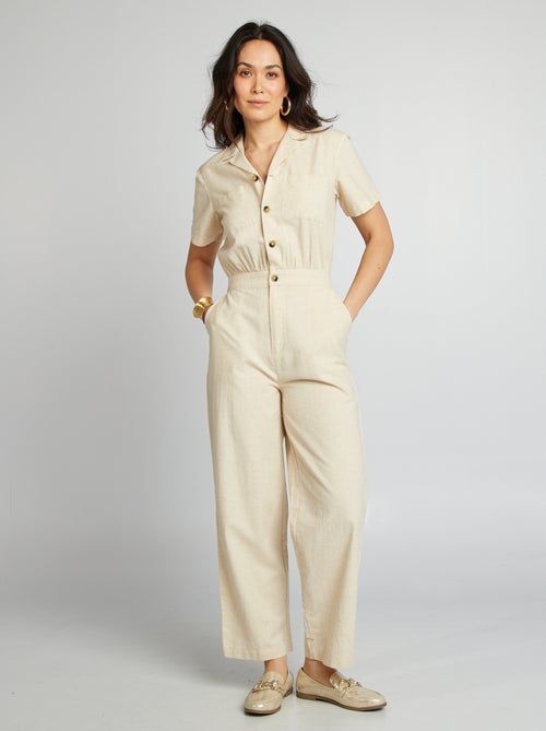 Jumpsuit met korte mouw met zakjes - Kiabi