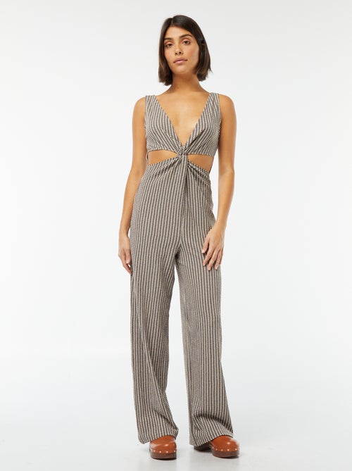 Jumpsuit met leuke strik en opengewerkte details - Kiabi