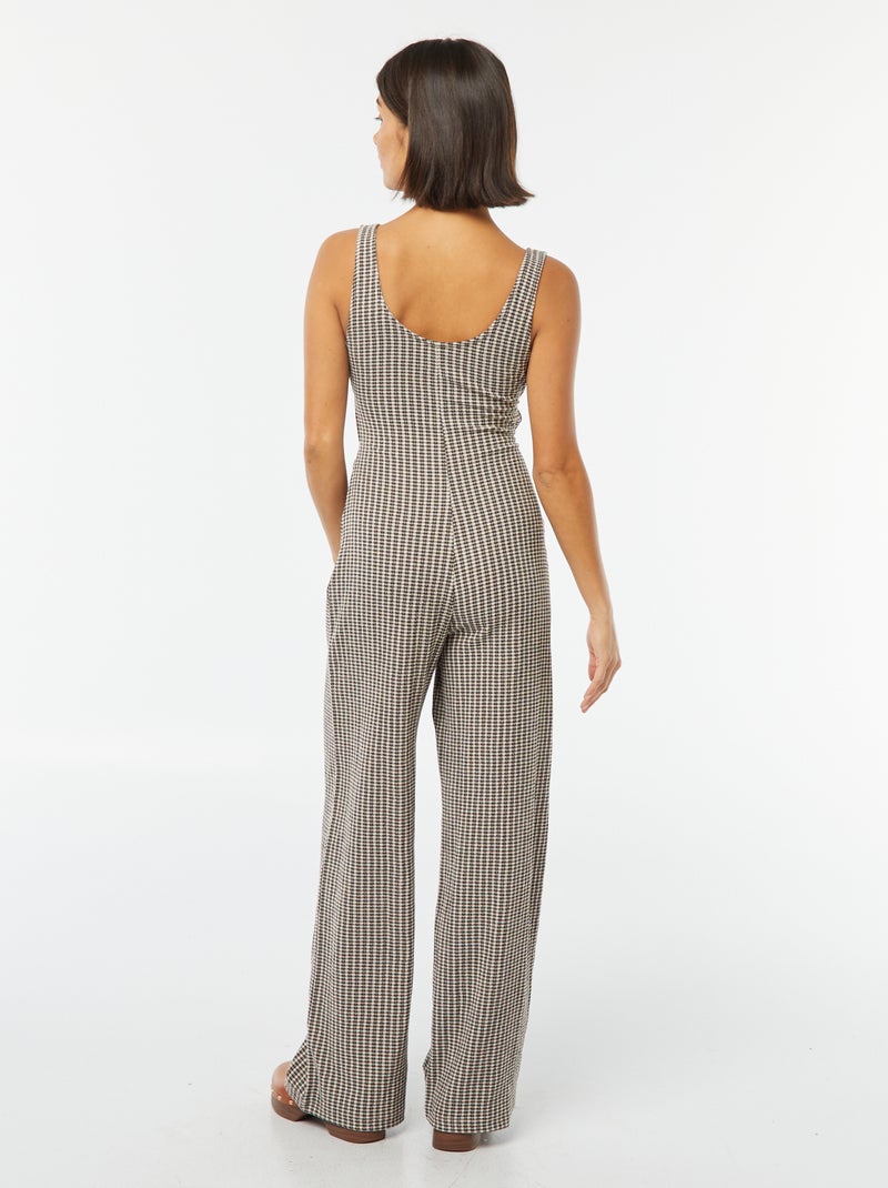 Jumpsuit met leuke strik en opengewerkte details Bruin - Kiabi