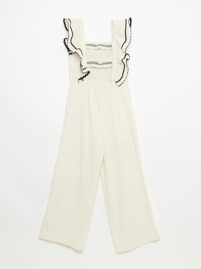 Jumpsuit met ruches Biege - Kiabi