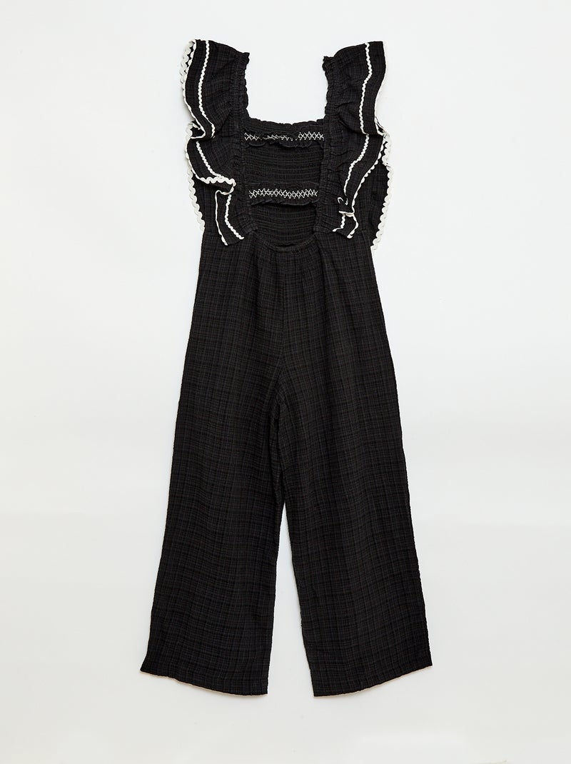 Jumpsuit met ruches Zwart - Kiabi