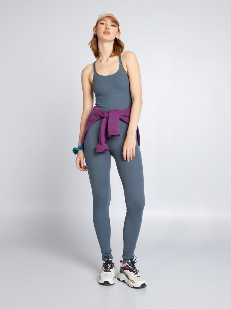 Jumpsuit met schouderbandjes GRIJS - Kiabi