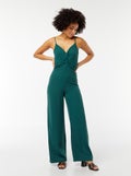Jumpsuit met smalle verstelbare bandjes en drapering aan de voorkant GROEN - Kiabi