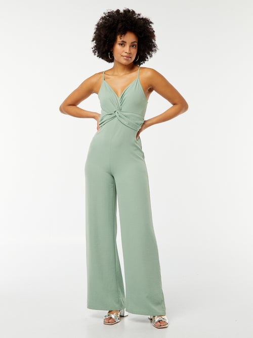 Jumpsuit met smalle verstelbare bandjes en drapering aan de voorkant - Kiabi