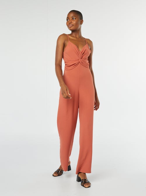 Jumpsuit met smalle verstelbare bandjes en drapering aan de voorkant - Kiabi