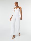 Jumpsuit met smalle verstelbare bandjes en drapering aan de voorkant wit - Kiabi