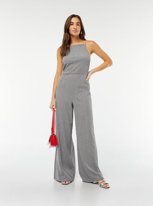 Jumpsuit met wijde pijpen en schouderbandjes - Kiabi