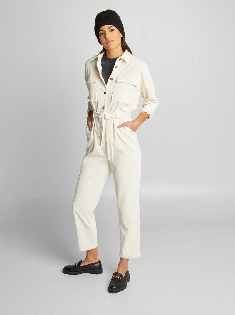 Jumpsuit van corduroy WIT - Kiabi