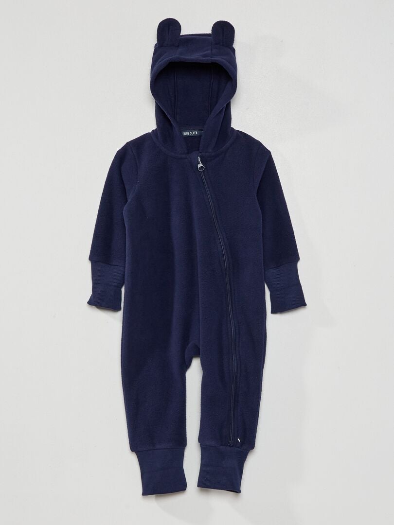 Jumpsuit van fleece met oortjes op de capuchon - BLAUW - - 15.00 Jumpsuit van fleece met oortjes op de capuchon - BLAUW - - 15.00