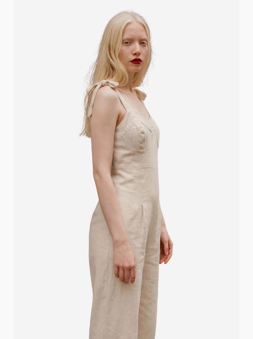 Jumpsuit van linnenmix met sweetheart-halslijn my fashion - Kiabi