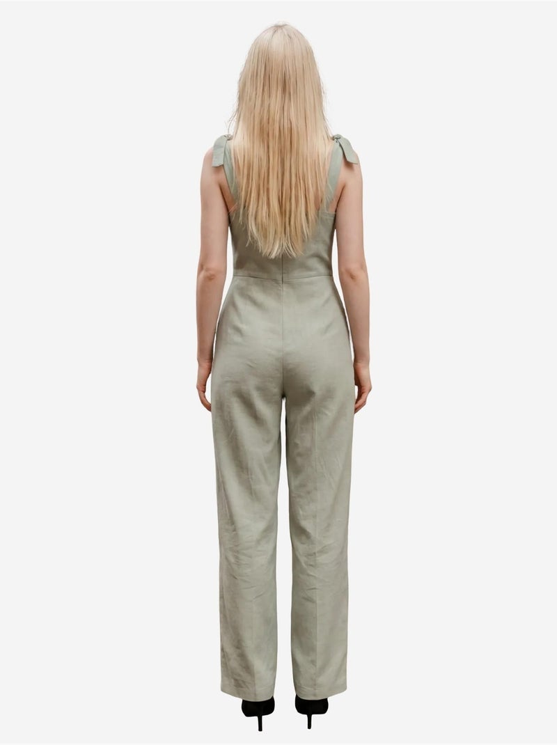 Jumpsuit van linnenmix met sweetheart-halslijn my fashion Muntgroen - Kiabi