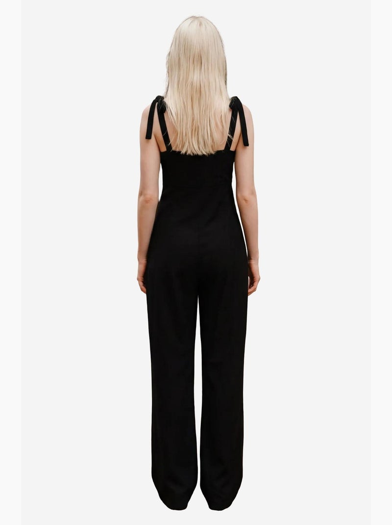 Jumpsuit van linnenmix met sweetheart-halslijn my fashion Zwart - Kiabi