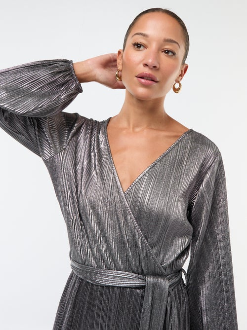 Jumpsuit van plissétricot met wijde pijpen - Kiabi