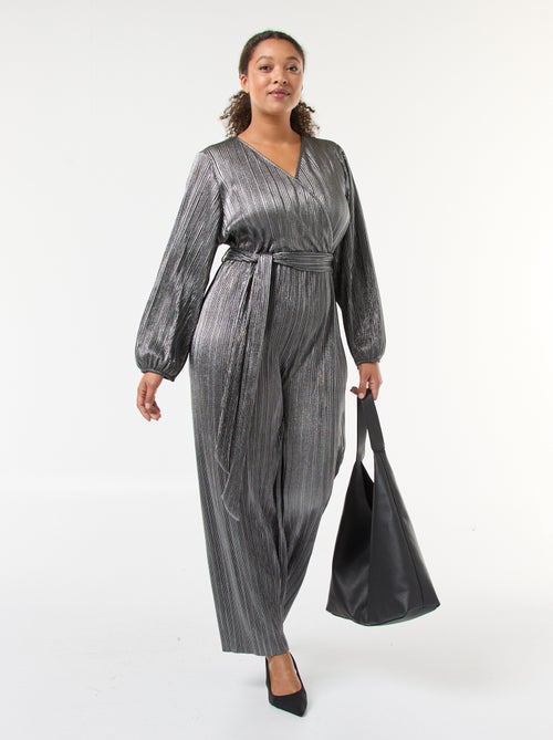 Jumpsuit van plissétricot met wijde pijpen - Kiabi